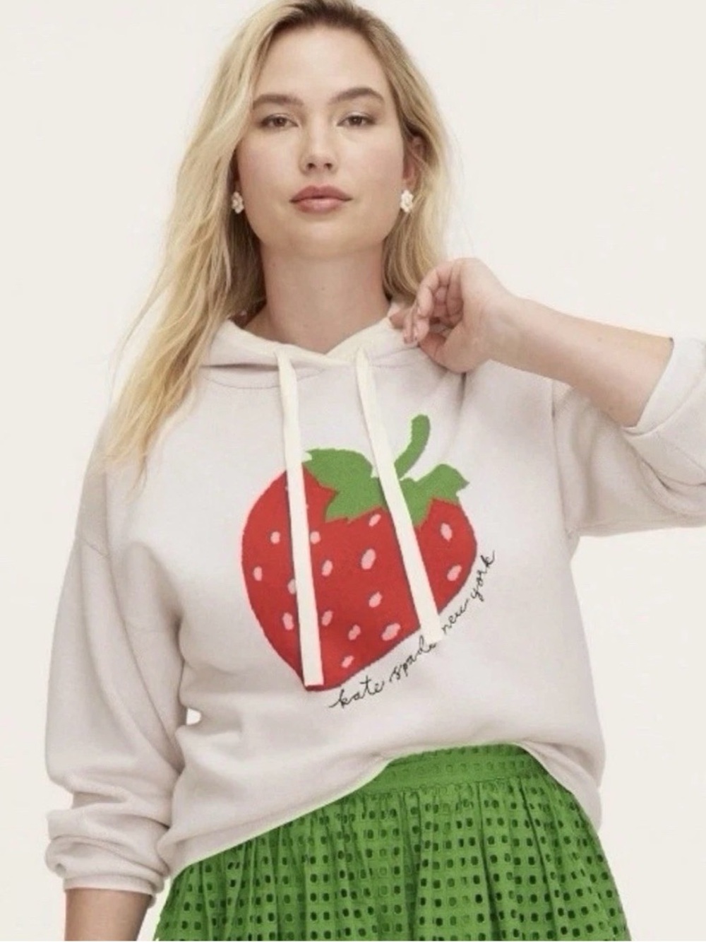 Kate SpadeX Target Women's Pink Strawberry Hoodie with Drawstring